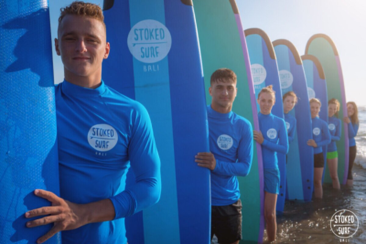 Surf lesson on a Bali beach