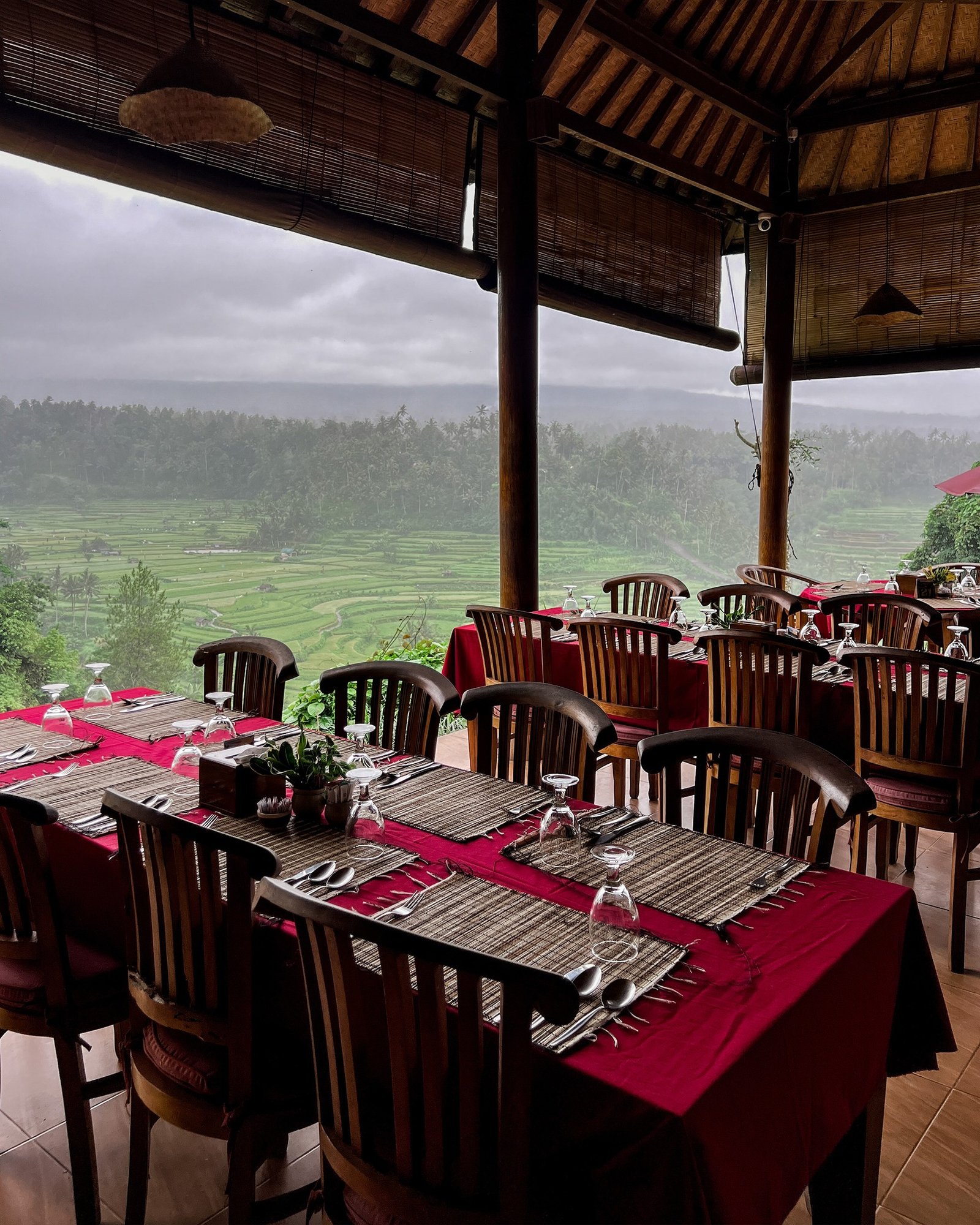 Luxury dining with rice terrace view